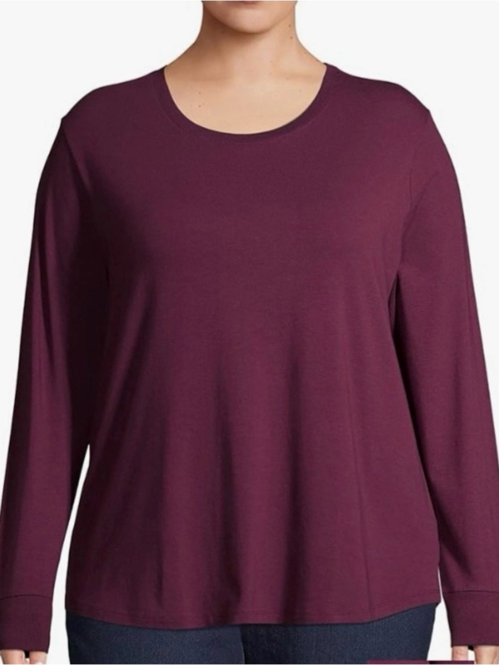 Terra & Sky Long Sleeve Tee 3X Burgundy Modal Blend NWT